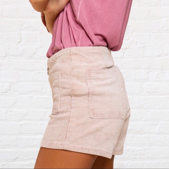 1 S LEFT POL Powder Pink Zip Front Corduroy Shorts - Picture 6 of 15